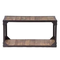 MILIBOO Table Basse Bois Massif Et Métal Industrielle ATELIER - Bois Clair / Noir