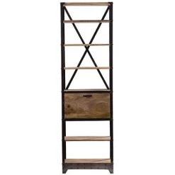 MILIBOO Étagère Industrielle En Manguier Massif Et Métal ATELIER - Bois Clair / Noir