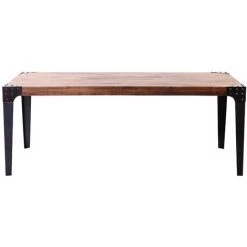 MILIBOO Table à Manger Industrielle Rectangulaire Acier Et Manguier Massif L200 Cm MADISON - Bois Clair / Noir