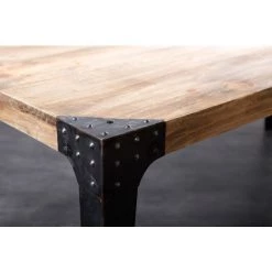 MILIBOO Table à Manger Industrielle Rectangulaire Acier Et Manguier Massif L200 Cm MADISON - Bois Clair / Noir -France MILIBOO Soldes 2022 13150888 3