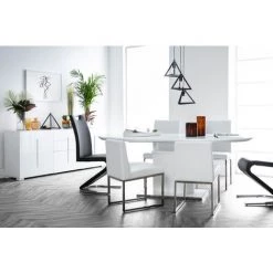 MILIBOO Table à Manger Design Extensible Blanche L160-200 Cm CLEONES - Blanc -France MILIBOO Soldes 2022 13151006 5