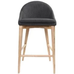 MILIBOO Tabouret De Bar Design En Tissu Bois 65 Cm DALIA - Gris Anthracite - Gris Anthracite
