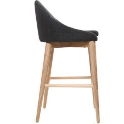 MILIBOO Tabouret De Bar Design En Tissu Bois 65 Cm DALIA - Gris Anthracite - Gris Anthracite -France MILIBOO Soldes 2022 13151040 3