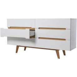 MILIBOO Commode Scandinave Blanc Brillant Et Frêne 6 Tiroirs MELKA - Blanc -France MILIBOO Soldes 2022 13151115 3