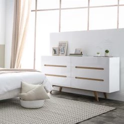 MILIBOO Commode Scandinave Blanc Brillant Et Frêne 6 Tiroirs MELKA - Blanc -France MILIBOO Soldes 2022 13151115 5