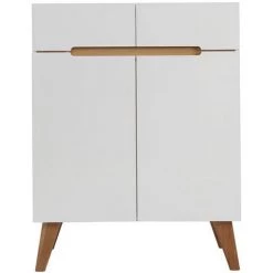 MILIBOO Buffet Scandinave Blanc Et Frêne 80cm MELKA - Blanc