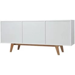 MILIBOO Buffet Scandinave Blanc Brillant Et Frêne 160cm MELKA - Blanc -France MILIBOO Soldes 2022 13151117 3