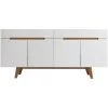 MILIBOO Buffet Scandinave Blanc Brillant Et Frêne 180cm MELKA - Blanc -France MILIBOO Soldes 2022 13151118 1