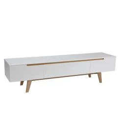 MILIBOO Meuble TV Scandinave Blanc Brillant Et Frêne 180cm MELKA - Blanc -France MILIBOO Soldes 2022 13151119 2