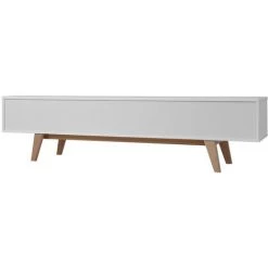 MILIBOO Meuble TV Scandinave Blanc Brillant Et Frêne 180cm MELKA - Blanc -France MILIBOO Soldes 2022 13151119 4