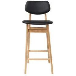 MILIBOO Chaise De Bar Design Noir Et Bois Naturel 65 Cm NORDECO - Noir