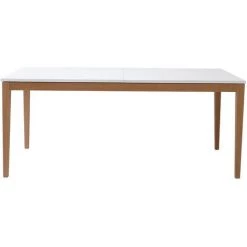 MILIBOO Table à Manger Scandinave Extensible Blanche Pieds Bois Rectangulaire L180-260 Cm DELAH - Bois Clair / Blanc