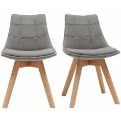MILIBOO Chaises Scandinaves En Tissu Cassé Bois (lot De 2) MATILDE - Gris Clair - Gris Clair