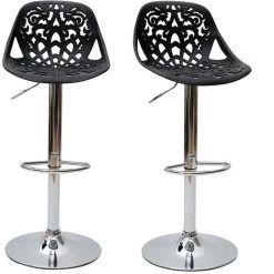 MILIBOO Tabouret De Bar Design Baroque Lot De 2 BAROCCA - Noir - Noir