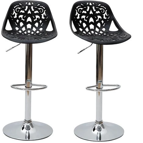 MILIBOO Tabouret De Bar Design Baroque Lot De 2 BAROCCA - Noir - Noir 3 MILIBOO Tabouret De Bar Design Baroque Lot De 2 BAROCCA - Noir - Noir