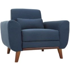 MILIBOO Fauteuil Design Tissu Pieds Chêne EKTOR - Bleu - Bleu -France MILIBOO Soldes 2022 13151275 2