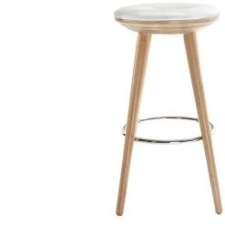 MILIBOO Tabouret De Bar Scandinave 65cm PU Pieds NORDECO - Bois Clair / Blanc - Bois Clair / Blanc