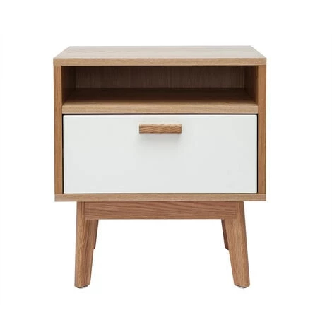 MILIBOO Table De Chevet Design Scandinave Blanc Et Chêne HELIA - Bois Clair / Blanc 3 MILIBOO Table De Chevet Design Scandinave Blanc Et Chêne HELIA - Bois Clair / Blanc