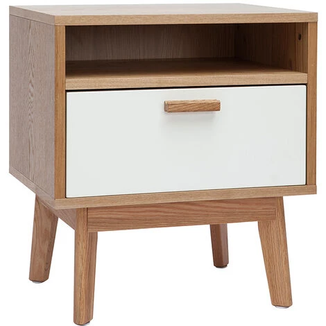 MILIBOO Table De Chevet Design Scandinave Blanc Et Chêne HELIA - Bois Clair / Blanc 4 MILIBOO Table De Chevet Design Scandinave Blanc Et Chêne HELIA - Bois Clair / Blanc – Image 2