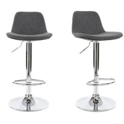 MILIBOO Tabourets De Bar Design Tissu (lot De 2) ZACK - Gris Foncé - Gris Foncé