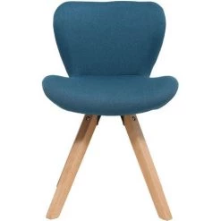 MILIBOO Chaise Scandinave Tissu Bois ANYA - Bleu - Bleu