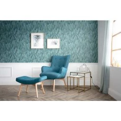 MILIBOO Fauteuil Design Scandinave Son Repose Pied Bois BRISTOL - Bleu - Bleu -France MILIBOO Soldes 2022 13151342 5