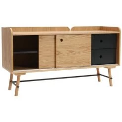 MILIBOO Buffet Scandi Japonais Chêne Et Gris Mat 2 Tiroirs JAPANSK - Bois Verni Mat -France MILIBOO Soldes 2022 13151345 3