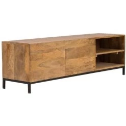 MILIBOO Meuble TV Industriel Manguier Massif Et Métal L145 YPSTER - Bois Clair / Noir -France MILIBOO Soldes 2022 13151348 3