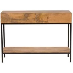 MILIBOO Console Industrielle En Manguier Massif Et Métal L110 Cm YPSTER - Bois Clair / Noir