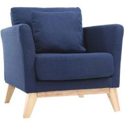 MILIBOO Fauteuil Scandinave Déhoussable Pieds Bois OSLO - Bleu Marine - Bleu Marine -France MILIBOO Soldes 2022 13151367 2