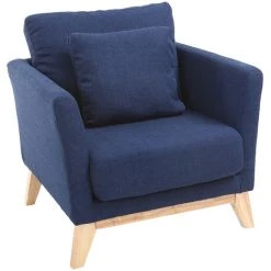 MILIBOO Fauteuil Scandinave Déhoussable Pieds Bois OSLO - Bleu Marine - Bleu Marine -France MILIBOO Soldes 2022 13151367 3