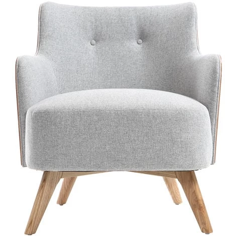 MILIBOO Fauteuil Scandinave Gris Perle Pieds Bois VALMY - Gris Perle 3 MILIBOO Fauteuil Scandinave Gris Perle Pieds Bois VALMY - Gris Perle