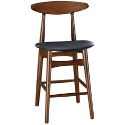 MILIBOO Tabouret De Bar Vintage Noyer Et PU Noir 65 Cm (lot De 2) WALFORD - Noyer / Noir -France MILIBOO Soldes 2022 13151396 3