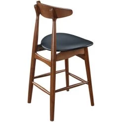 MILIBOO Tabouret De Bar Vintage Noyer Et PU Noir 65 Cm (lot De 2) WALFORD - Noyer / Noir -France MILIBOO Soldes 2022 13151396 4