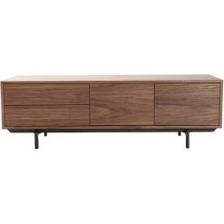 MILIBOO Meuble TV Vintage Fermé Noyer L160 MANNY - Noyer / Noir