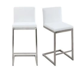 MILIBOO Tabourets De Bar Design Avec Pieds Métal (lot De 2) STELLAR - Blanc - Blanc