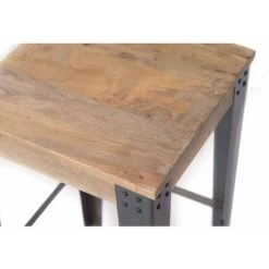 MILIBOO Tabouret De Bar Industriel Métal Et Manguier Massif H65 Cm MADISON - Bois Clair / Noir -France MILIBOO Soldes 2022 13151413 3
