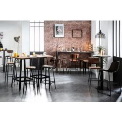 MILIBOO Tabouret De Bar Industriel Métal Et Manguier Massif H65 Cm MADISON - Bois Clair / Noir -France MILIBOO Soldes 2022 13151413 4