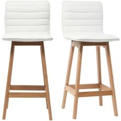 MILIBOO Tabouret De Bar Design Bois 65 Cm (lot De 2) EMMA - Blanc - Blanc