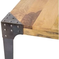 MILIBOO Table à Manger Industrielle Acier Et Manguier Massif L160 Cm MADISON - Bois Clair / Noir -France MILIBOO Soldes 2022 13151485 4