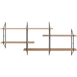 MILIBOO Etagère Murale XL Bois Métal BRIDGE - Bois Clair / Noir - Bois Clair / Noir