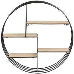 MILIBOO Etagère Murale Design Ronde Bois Et Métal ENSO - Bois Verni
