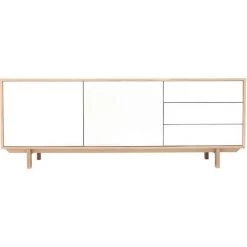 MILIBOO Buffet Scandinave Bois Et Blanc L195cm SID - Bois Clair / Blanc