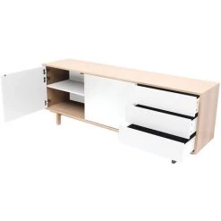 MILIBOO Buffet Scandinave Bois Et Blanc L195cm SID - Bois Clair / Blanc -France MILIBOO Soldes 2022 13151589 3