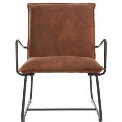 MILIBOO Fauteuil Vintage Marron Avec Structure En Métal Noir MERCY - Marron
