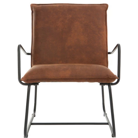 MILIBOO Fauteuil Vintage Marron Avec Structure En Métal Noir MERCY - Marron 3 MILIBOO Fauteuil Vintage Marron Avec Structure En Métal Noir MERCY - Marron