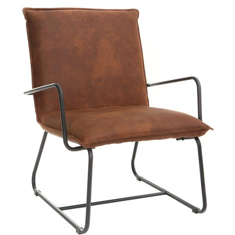 MILIBOO Fauteuil Vintage Marron Avec Structure En Métal Noir MERCY - Marron 4 MILIBOO Fauteuil Vintage Marron Avec Structure En Métal Noir MERCY - Marron – Image 2
