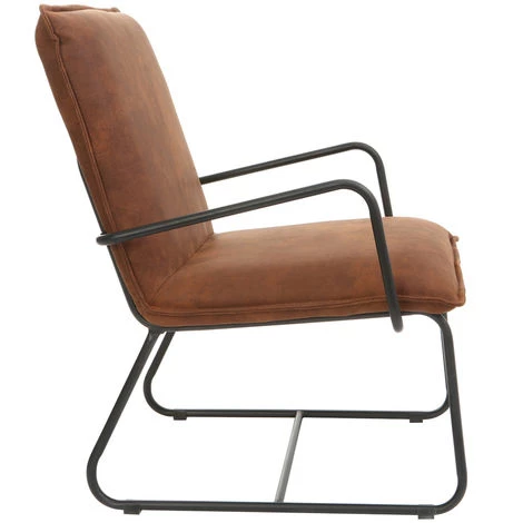 MILIBOO Fauteuil Vintage Marron Avec Structure En Métal Noir MERCY - Marron 5 MILIBOO Fauteuil Vintage Marron Avec Structure En Métal Noir MERCY - Marron – Image 3