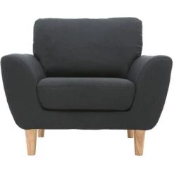 MILIBOO Fauteuil Scandinave Tissu ALICE - Gris Anthracite - Gris Anthracite