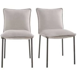 MILIBOO Chaises Design Velours (lot De 2) SOLACE - Gris Velours - Gris Velours